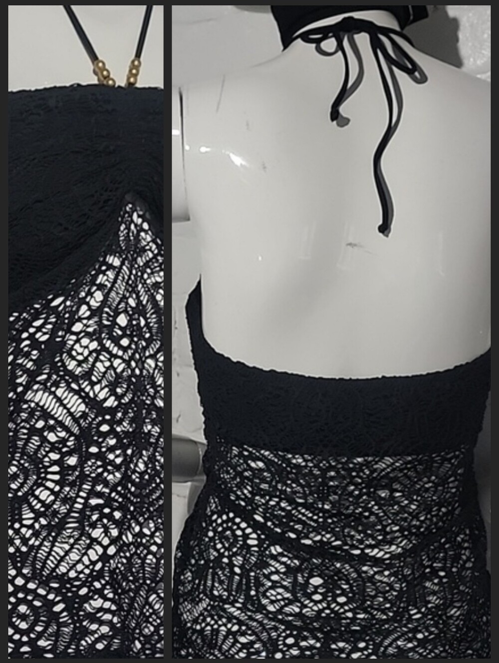 Ralph Lauren Blue Label Black Lace Halter Top